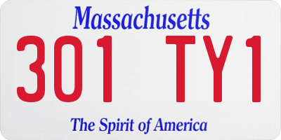 MA license plate 301TY1