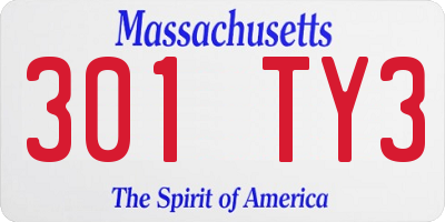 MA license plate 301TY3