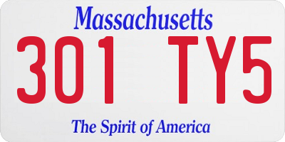 MA license plate 301TY5