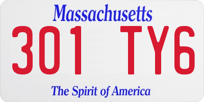 MA license plate 301TY6