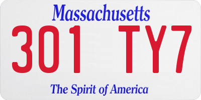 MA license plate 301TY7