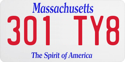MA license plate 301TY8