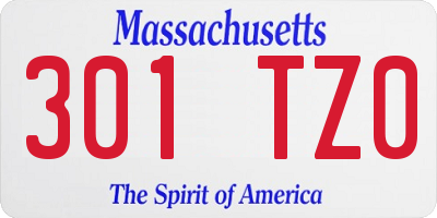MA license plate 301TZ0