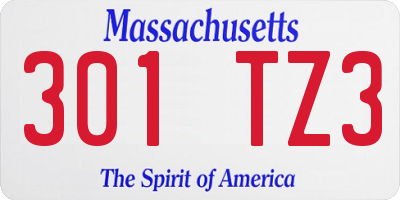 MA license plate 301TZ3
