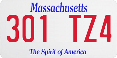 MA license plate 301TZ4
