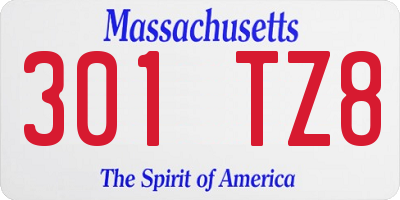 MA license plate 301TZ8