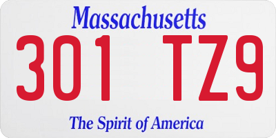 MA license plate 301TZ9