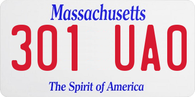 MA license plate 301UA0