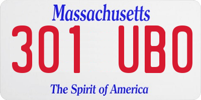 MA license plate 301UB0