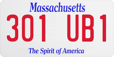MA license plate 301UB1