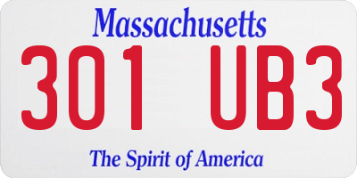 MA license plate 301UB3