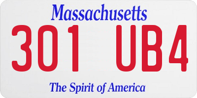 MA license plate 301UB4