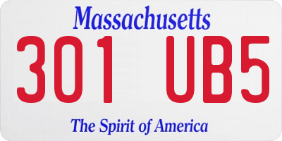 MA license plate 301UB5