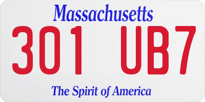 MA license plate 301UB7