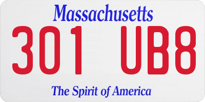 MA license plate 301UB8