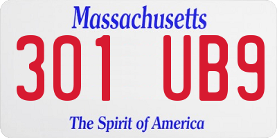 MA license plate 301UB9