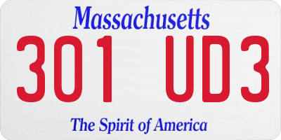 MA license plate 301UD3