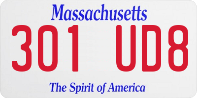 MA license plate 301UD8