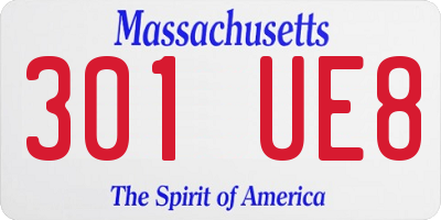 MA license plate 301UE8