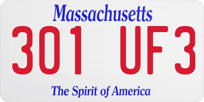 MA license plate 301UF3