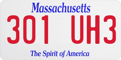 MA license plate 301UH3