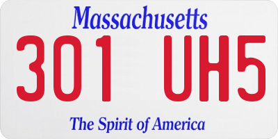 MA license plate 301UH5