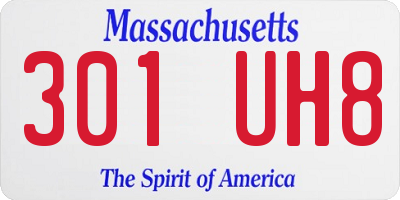 MA license plate 301UH8