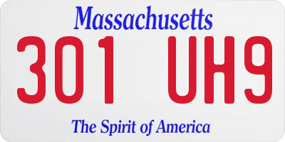 MA license plate 301UH9