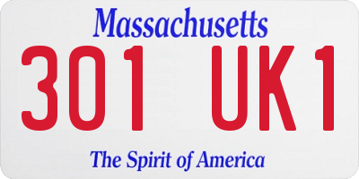 MA license plate 301UK1