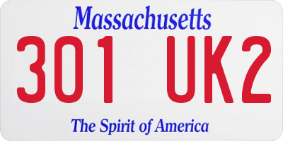 MA license plate 301UK2