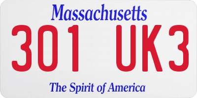 MA license plate 301UK3