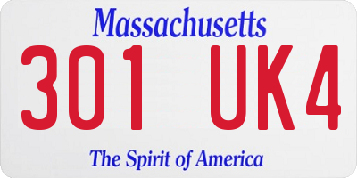 MA license plate 301UK4