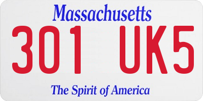 MA license plate 301UK5