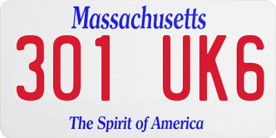 MA license plate 301UK6