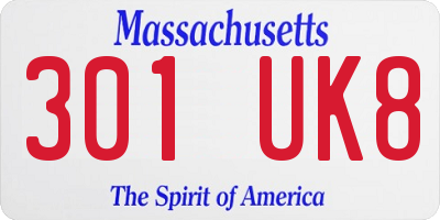 MA license plate 301UK8