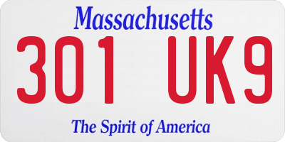 MA license plate 301UK9