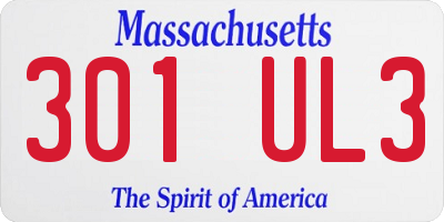 MA license plate 301UL3
