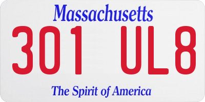 MA license plate 301UL8