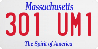 MA license plate 301UM1