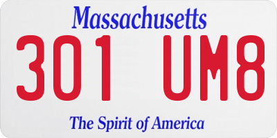 MA license plate 301UM8