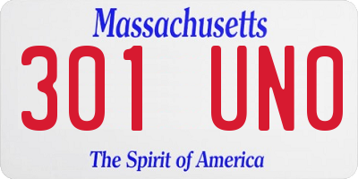 MA license plate 301UN0