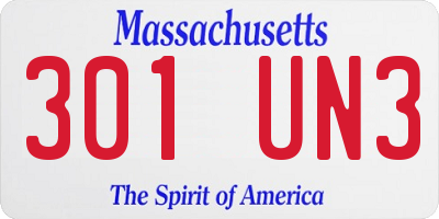 MA license plate 301UN3
