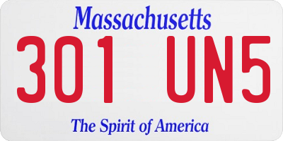 MA license plate 301UN5