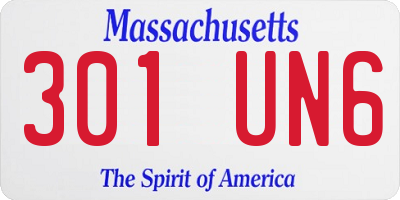 MA license plate 301UN6