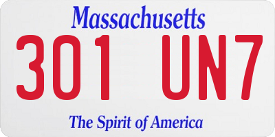 MA license plate 301UN7