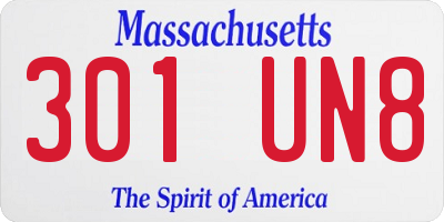 MA license plate 301UN8