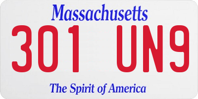 MA license plate 301UN9