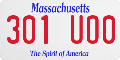 MA license plate 301UO0