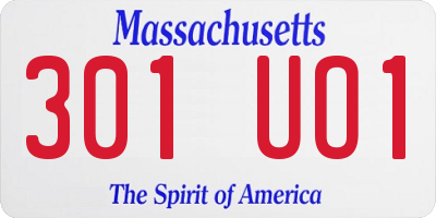 MA license plate 301UO1
