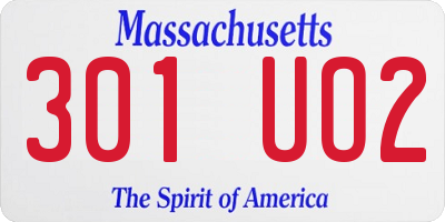 MA license plate 301UO2